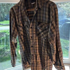 Black and Gray Casual Button Down Shirt with Classic Plaid Design